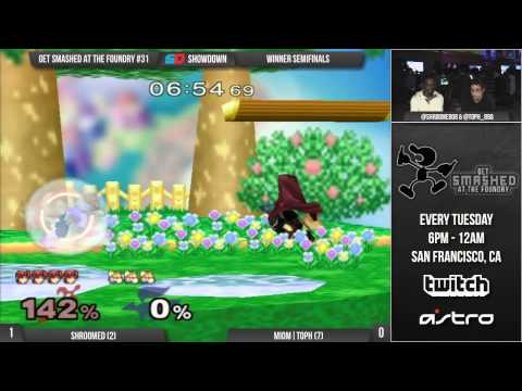 Get Smashed at the Foundry #31 - Winner Semis: Shroomed (Marth) vs MIOM|Toph (Fox)