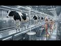 Inside A Modern Cow Milk Dairy Farm Full Cow Milking