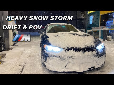 Heavy Snow Storm BMW M4 POV Drift & Outside Views