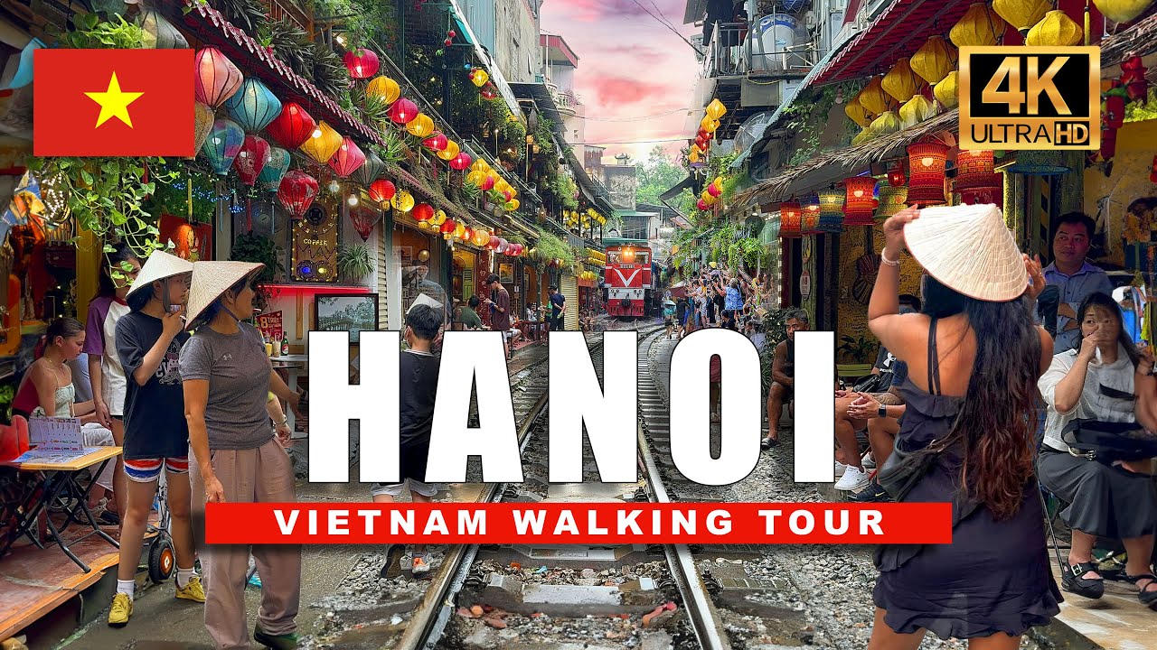 Immersive street-level walking tour through Hanoi, Vietnam, showcasing authentic urban landscapes, local architecture, and the vibrant atmosphere of the city's neighborhoods