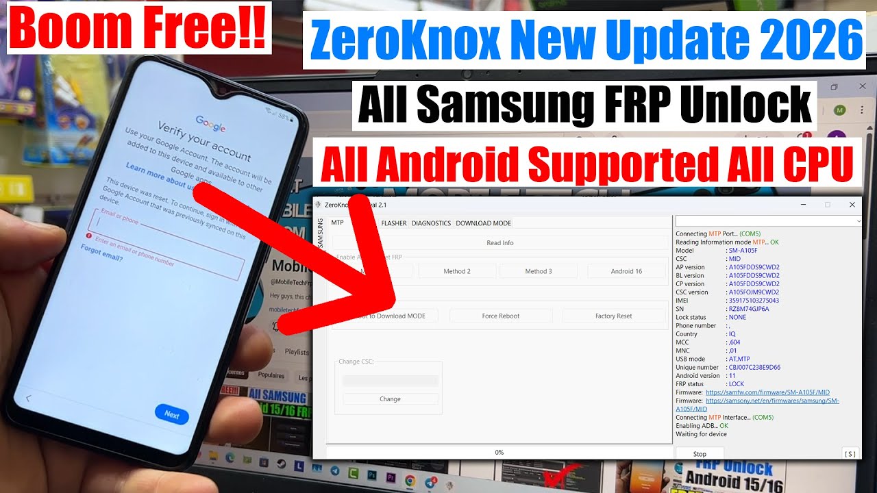 Samsung FRP Tool 2026, Google Account Bypass All Android Version One Click Frp Unlock | Remove FRP