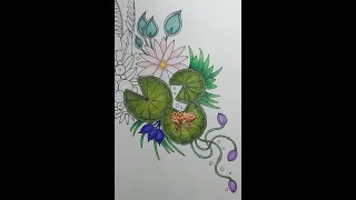 Adult Colouring Tutorial Leaves and Buds - from 2022 Johanna Basford Weekly Planner