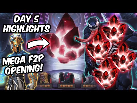 5x 5 Star MEGA Free To Play Crystal Opening! - Day #5 F2P Highlights - Marvel Contest of Champions