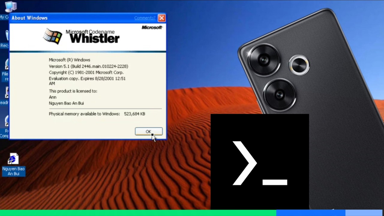 Emulate Windows Whistler build 2446 on Android phones with Termux