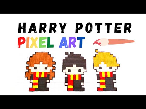 How to Draw HARRY POTTER, HERMIONE, & RON WEASLEY! - Hand Drawn Pixel Art