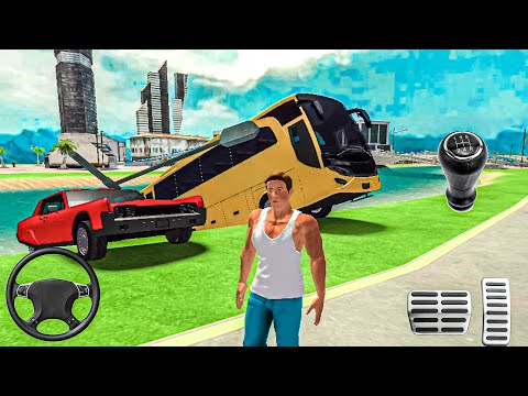 Transport Bus and Officer Police Car Driving in Open World Game - Android Gameplay.