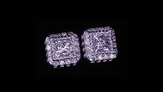 1.20 Ct Diamond Solitaire Stud Earrings with Accent Stones in 14k White Gold