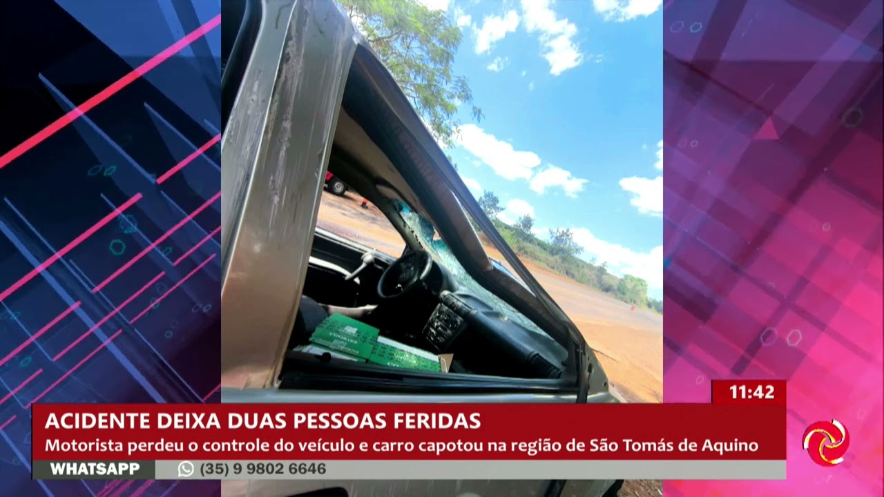 Acidente deixa duas pessoas feridas perto de São Sebastião do Paraíso