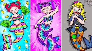 [🐾paper dolls🐾] Rich vs Poor Rapunzel and Good Mermaid | Rapunzel Family 놀이 종이