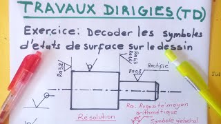 États de surface d'une surface | TD| Dessin technique