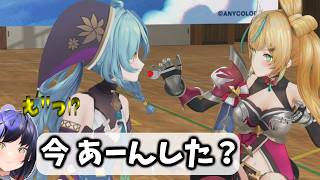 『あーん』がてぇてぇ過ぎて、隣でカプ厨の血が騒ぎ出す先斗寧【ぽとなる/ルイス・キャミー/先斗寧/立伝都々/珠乃井ナナ/にじさんじ切り抜き】