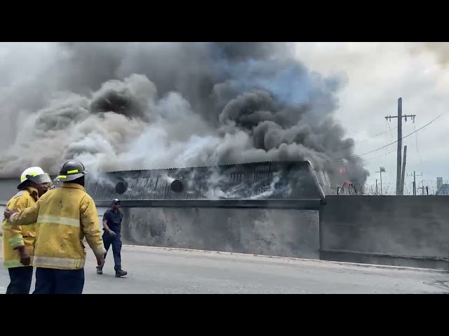 WATCH: Fesco gas truck on fire on Spanish Town Road
