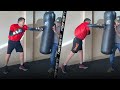 JULIO CESAR CHAVEZ SR PUMMELS HEAVY BAG! VINTAGE LEFT HOOKS! SHOWS YOU COMBINATIONS TO WORK AT HOME