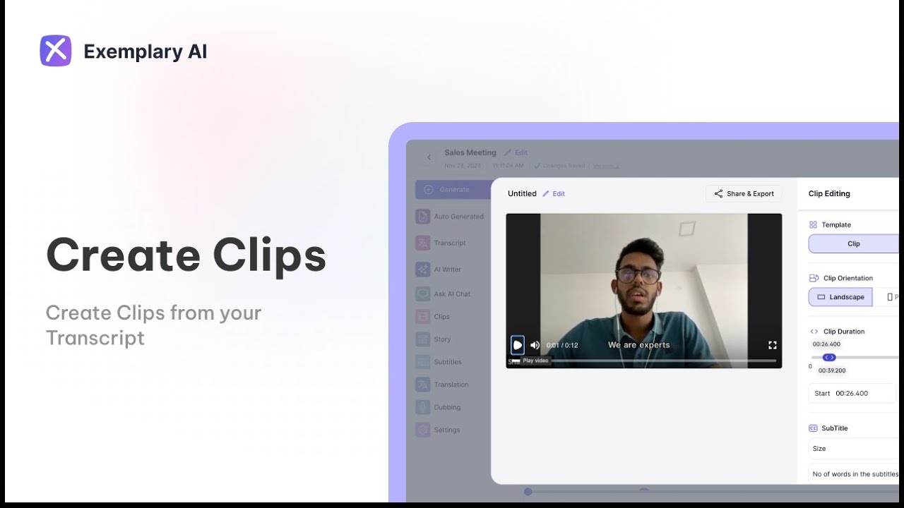 How to create Clips from Transcript | Exemplary AI