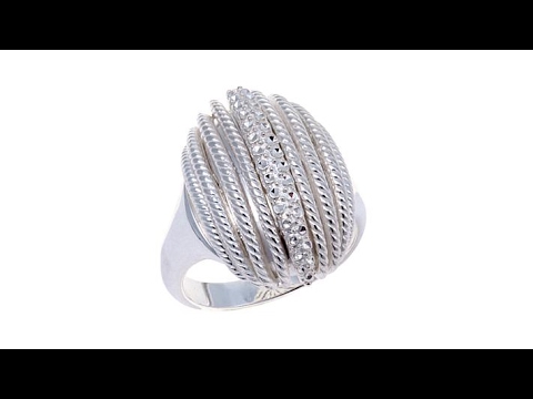 Sevilla Silver DiamondPressed Striped Ring