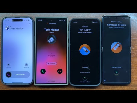 iPhone 16 PM + Samsung S24 U + Pixel 9 ProXL + Razr 50U Normal vs Color Inversion Incoming Call