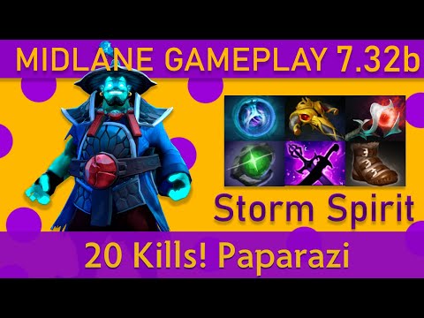 💥20 Kills! Paparazi灬 New Patch Storm Spirit Mid Gameplay - Top MMR Dota 2