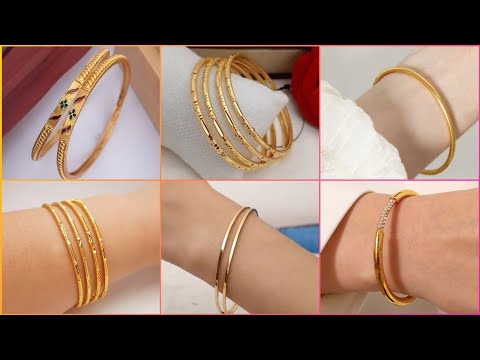 Latest Gold Bangle Designs For Women/ Lightweight Gold Bangle Designs For Girls 2024