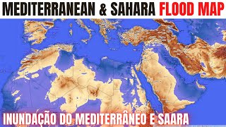 Mediterranean Flood Map! Increase in sea level (0 to 2000m) - Sahara and Arabian Peninsula Flood Map