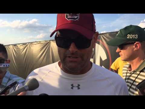 South Carolina coach Jon Hoke after Thursday practice