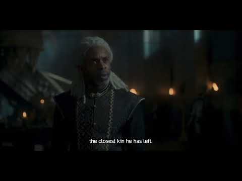 Vaemond Velaryon discusses the Driftwood Throne with Rhaenys Targaryen