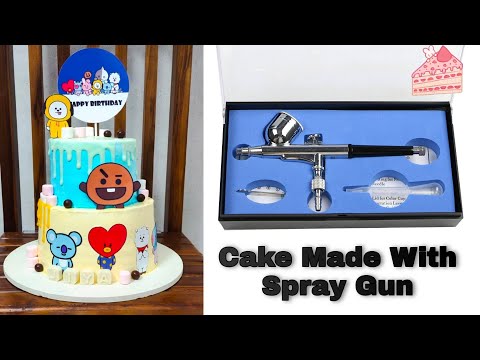 Airbrushing In Cake | BT21 Theme Cake | Jiya's Birthday Cake 🎂