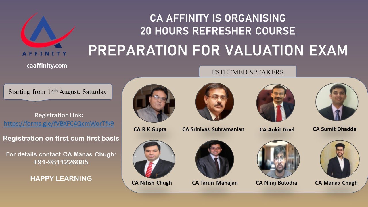 Preparation for Valuation Exam - by CA. Ankit Goel & caaffinity.com