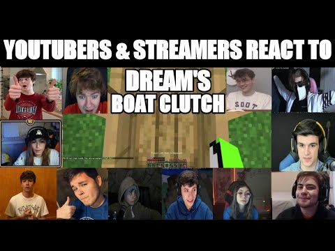 Vahnguard - Youtubers & Streamers React to Dream Boat Craft Clutch (Minecraft Manhunt vs 5 Hunters) Part 1