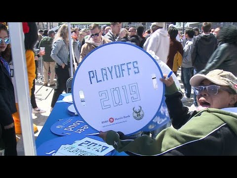 Party on!  Bucks fans fill Deer District