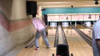 Andrew shows his skills in bowling