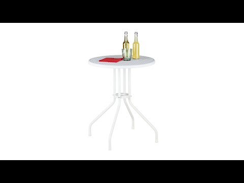 Gartentisch rund Weiß - Metall - Kunststoff - 60 x 74 x 60 cm