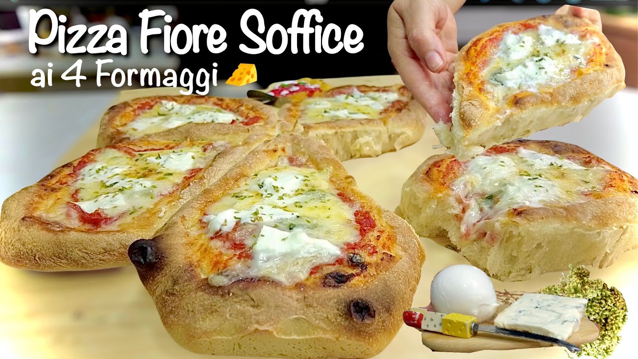 PIZZA FIORE SOFFICE XXL ai 4 FORMAGGI ???? alta e soffice come una nuvola ??