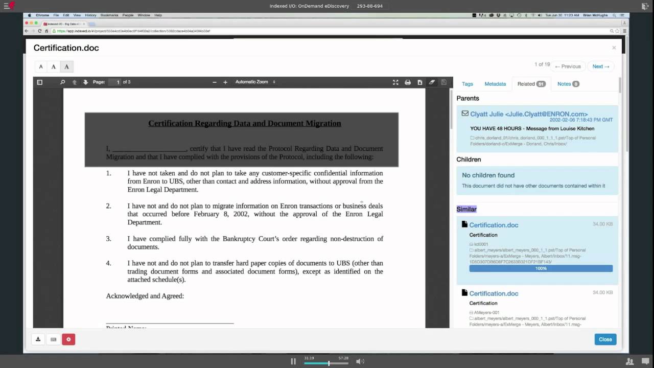 Indexed I/O: Cloud-based eDiscovery