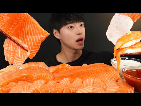 ASMR MUKBANG SALMON & SALMON SUSHI EATING SOUNDS SALMON MUKBANG