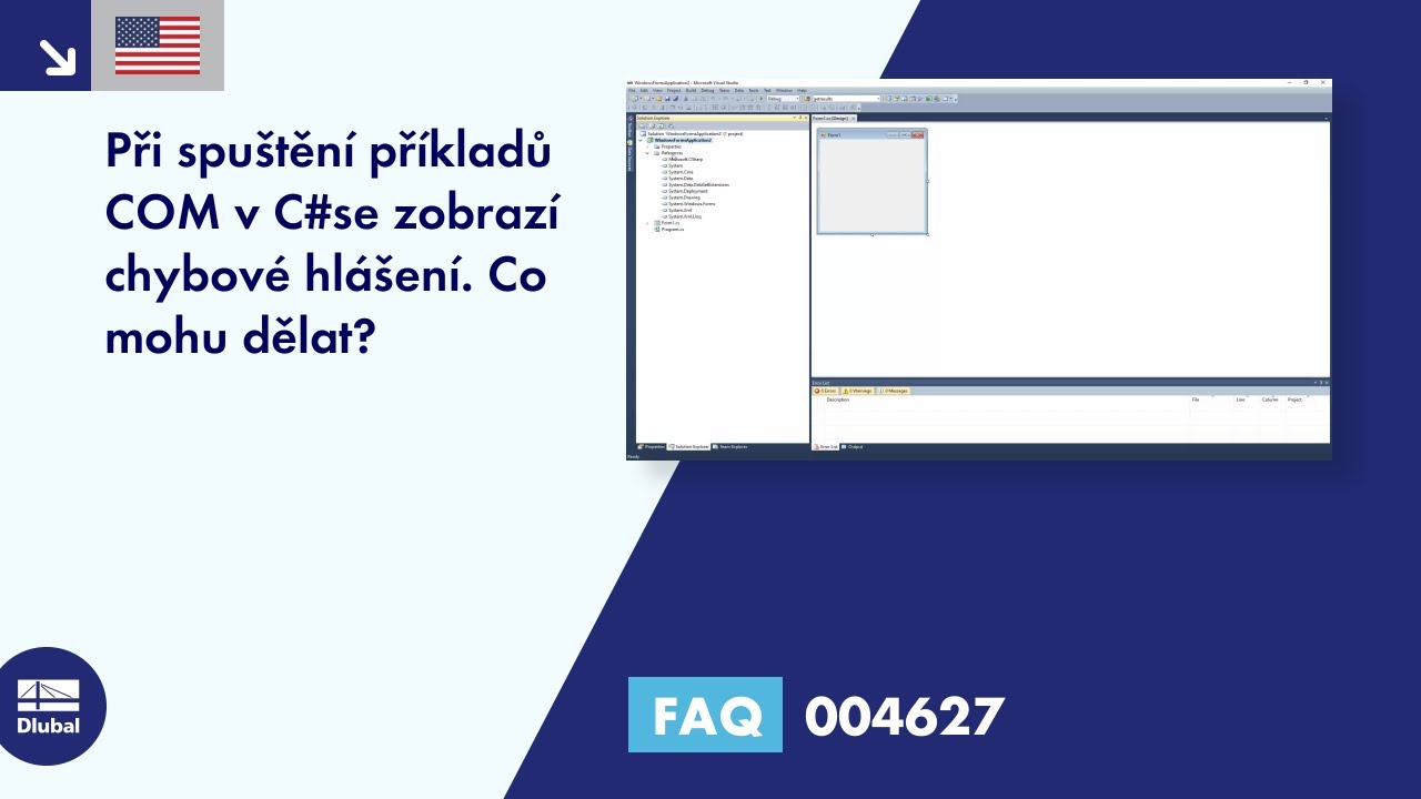 [EN] FAQ 004627 | Při spuštění COM příkladů C# se mi zobrazují chybové zprávy. Co mohu dělat ...