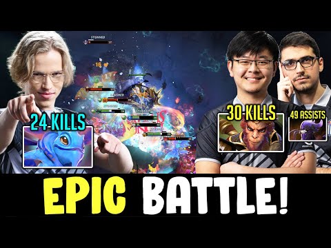 Topson PUCK vs MidOne & Saksa - EPIC GAME!!! - 136 KILLS TOTAL DOTA 2