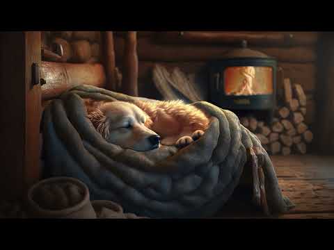 Cozy Dog Sleeping By The Fire, Fireplace Sounds & Dog Snoring