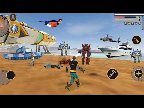 Vegas Crime Simulator (Vegas Hero Fight Car Robot) Robot Car on Sea Waves - Android Gameplay HD