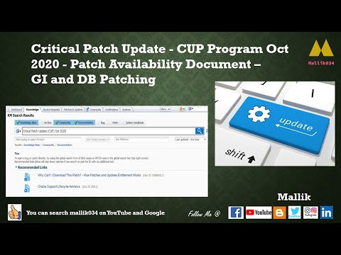 Critical Patch Update CUP Program Oct 2020 Patch Availability Document GI and DB Patching