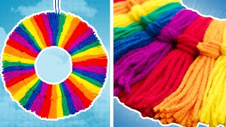Rainbow Tassel Wreath | DIY Rainbow Wreath with Yarn Tassels