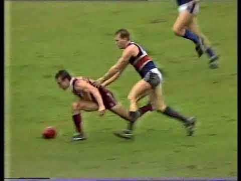 Shaun Hart Happy Birthday chyron during Footscray vs Brisbane Bears 1992
