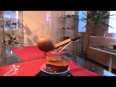 Brand new briar pipe PARONELLI half bent handmade sandblast natural - 181789458457