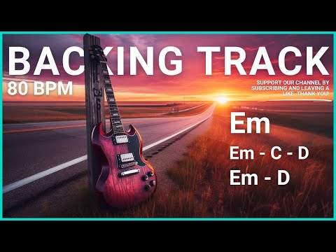 Cinematic Desert Highway Rock Guitar Backing Track Jam in E Minor || 80 BPM