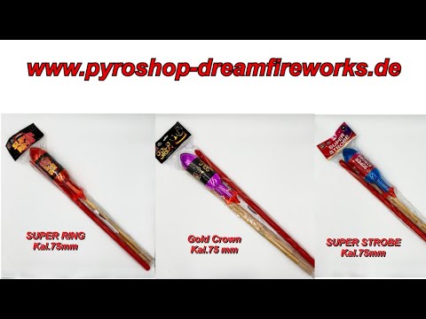 CLE2597 Super Strobe Super Ring Gold Crown 70mm Raketen Dreamfireworks