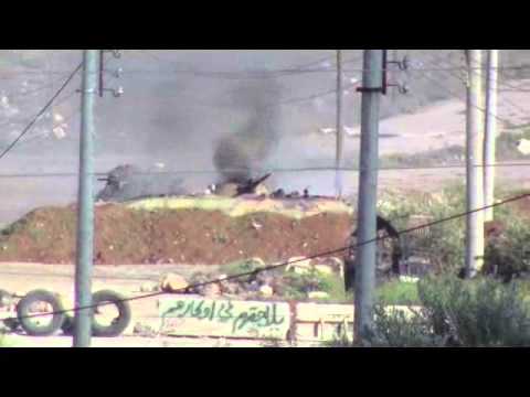 رصد اشتعال عربة بي أم بي على حاجز أم المياذن جراء استهدافها من قبل لواء التوحيد