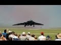 AVRO VULCAN XH558 HOWLING AS SHE TAKES OFF SETS OFF CARALARMS