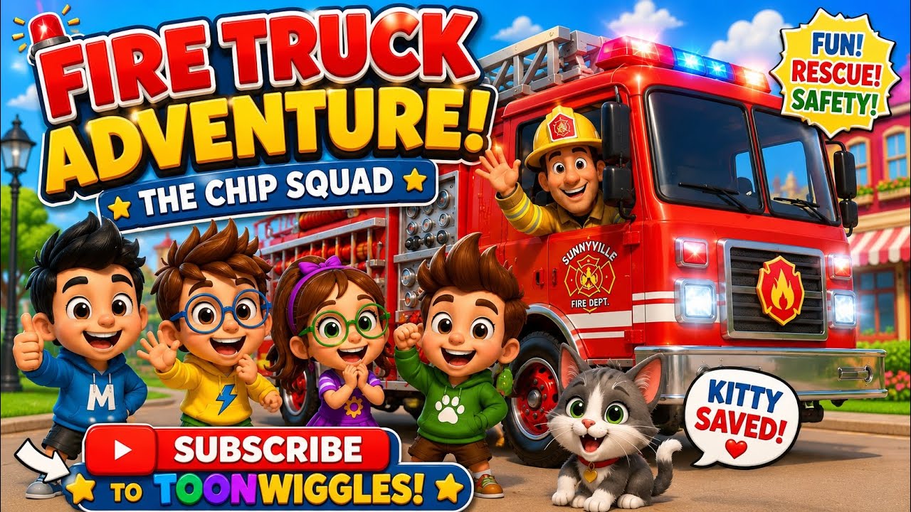 Fire Truck Advantur🚒 Fire Truck Adventure! | The Chip Squad 🚨 | Fun Kids Cartoon | ToonWiggles