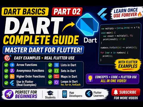 Dart Basics Part 02 for Flutter | Anonymous Functions, Higher Order Functions, Lists, Maps & Loops
