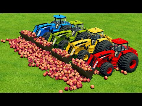TRANSPORT APPLES WITH JOHN DEERE TRACTORS - Farming Simulator 22