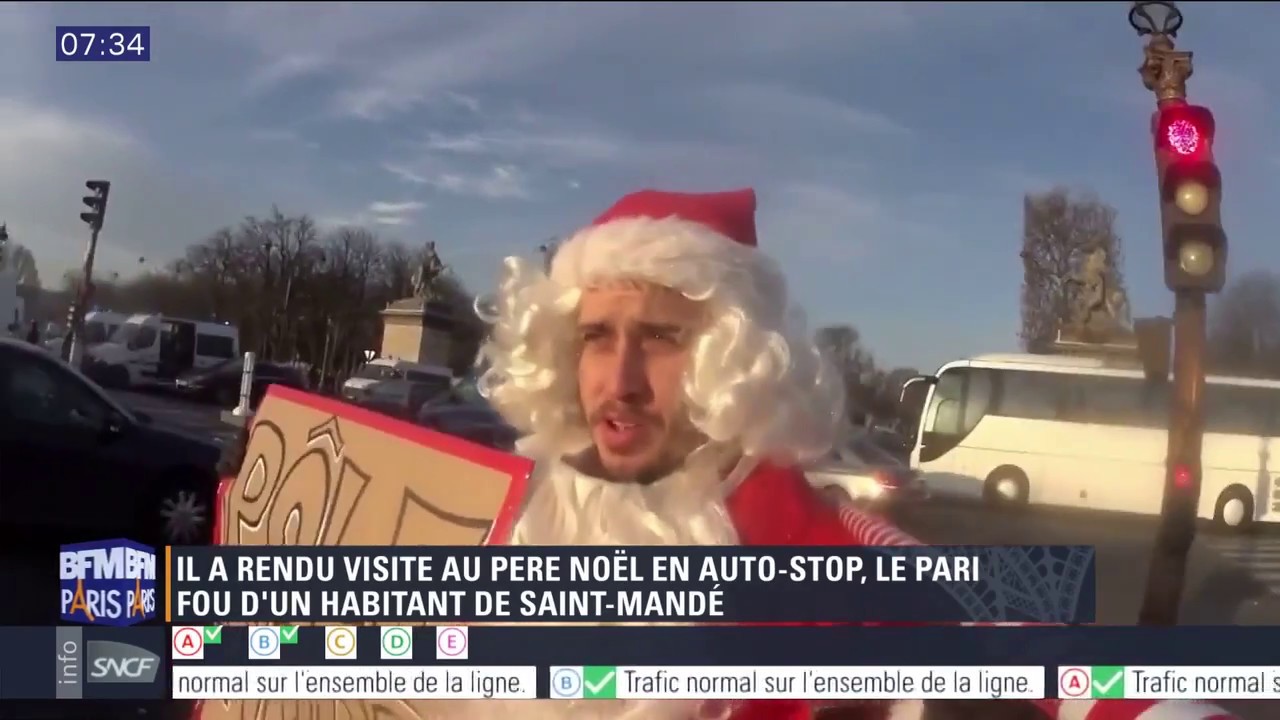Paris - Laponie en stop déguisé en père Noël